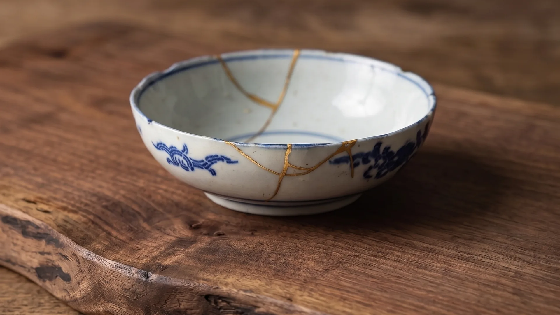 金継ぎで金の継ぎ目が美しく入った陶磁器の器